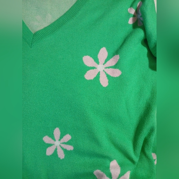 Lilly Pulitzer Tensley Cotton Sweater Spearmint Blossom Jacquard Womens XL - Picture 8 of 8